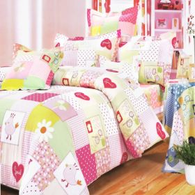 Blancho Bedding - [Pink Heart] 100% Cotton 5PC Comforter Set (Queen Size)