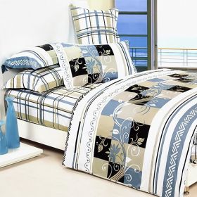 Blancho Bedding - [Floral Totem] 100% Cotton 5PC Comforter Set (King Size)