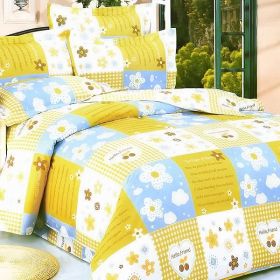 Blancho Bedding - [Yellow Countryside] 100% Cotton 4PC Duvet Cover Set (Queen Size)(Comforter not included)