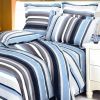 Blancho Bedding - [Blue Purple Stripes] 100% Cotton 4PC Duvet Cover Set (King Size)(Comforter not included)