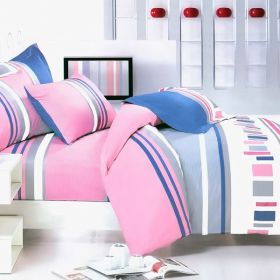 Blancho Bedding - [Pink Abstract] 100% Cotton 4PC Duvet Cover Set (Full Size)(Comforter not included)