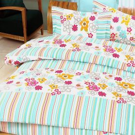 Blancho Bedding - [Blooming Flowers] 100% Cotton 4PC Duvet Cover Set (King Size)(Comforter not included)