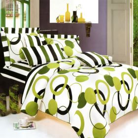 Blancho Bedding - [Artistic Green] 100% Cotton 5PC MEGA Duvet Cover Set (Twin Size)