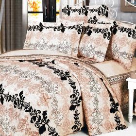 Blancho Bedding - [Beige Brown Classic] 100% Cotton 4PC Comforter Set (Twin Size)