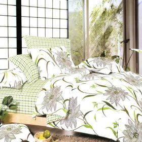 Blancho Bedding - [Green Lotus] 100% Cotton 5PC Comforter Set (Full Size)