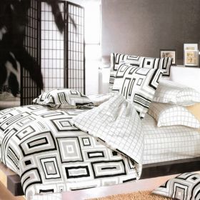 Blancho Bedding - [Black & White] 100% Cotton 5PC Comforter Set (Queen Size)