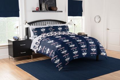 Connecticut Huskies  Rotary Queen Bed In a Bag Set