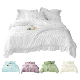 4 Season Seersucker Comforter Set Soft Breathable Ruffle Bedding Set 2/3 Pieces (size: Queen)