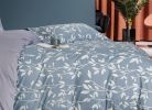 Charlotte  Gray/Blue Floral 3 pcs 100% Cotton  Comforter Set